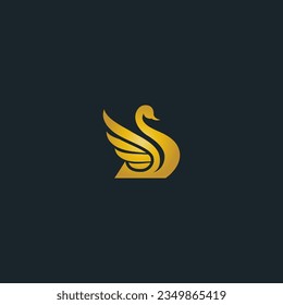 golden swan vector illustration for an icon,symbol or logo. swan template logo