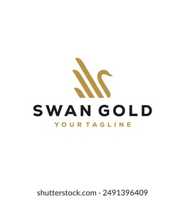 golden swan vector logo design template