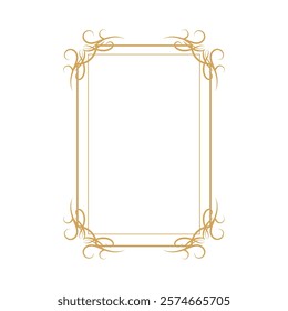 golden swirl frame decoration isolated