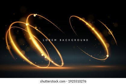 Golden swirl lines background with glow effect