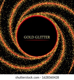 
Golden swirl with a red rim of lines on a dark background. Vector design element.