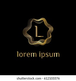 Golden swirl vector logo letter L
