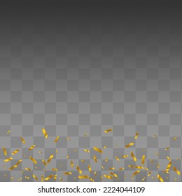Fondo Transparente Del Vector De Swirl Dorado. Papel tapiz de la caída de la Serpentina de Oro. Pintar la pancarta de Navidad. Invitación al efecto de pincel.