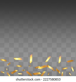 Golden Swirl Vector Transparent Background. Bright Paint Paper Wallpaper. Confetti Glamour Invitation. Glitter Abstract Design.