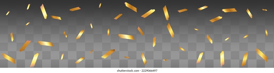 El Vector Dorado De Swirl Fondo Panorámico Transparente. Diseño Brillante De Confetti Amarillo. Pinta cayendo postal. Papel De Fondo De Pantalla Resumen Serpentino.