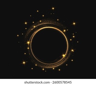 golden swirling sparkle effect with luxurious glowing trails, abstract waves, and shimmering motion. Perfect for holiday cards, invitations, banners, elegant designs, and festive backgrounds. Vector 