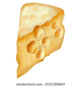 Golden Swiss Cheese Slice with Large Holes