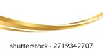 Golden swooshes wave element with a metallic gradient for a luxurious border or footer on a certificate, banner, or invitation