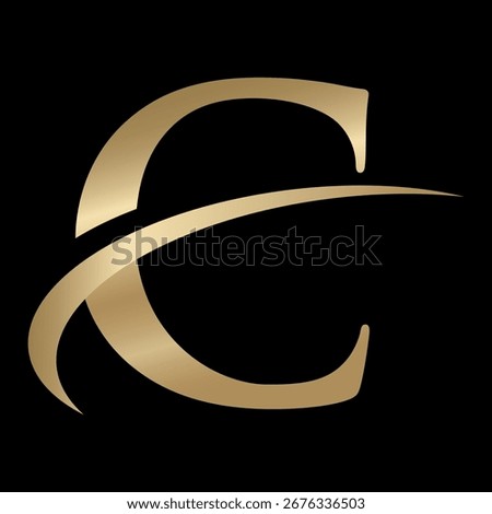 Golden Swooshing letter C Logo with Swoosh Graphic