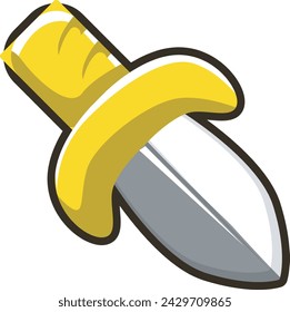 Golden sword game icon. Elements of weapon treasure. Iron Sword art academy. Sign of award game clip art. gold blade crush champion. Yellow sword illustration. Vector art of battle in the game.