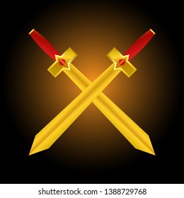 golden sword icon vector. sword vector