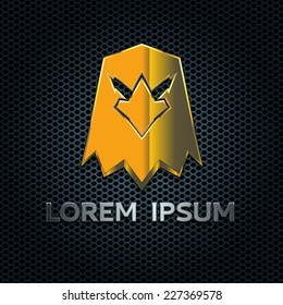Golden Symbol of Eagle Head on the Speaker Grille Pattern. Vector Illustration.