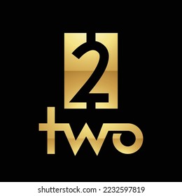 Golden Symbol for Number 2 on a Black Background - Icon 8