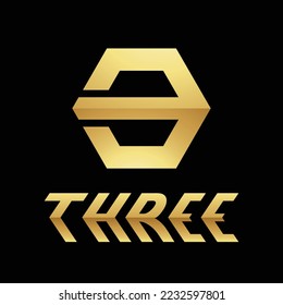 Golden Symbol for Number 3 on a Black Background - Icon 7