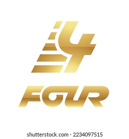Golden Symbol for Number 4 on a White Background - Icon 4