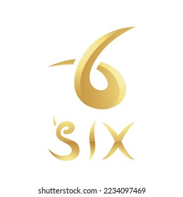 Golden Symbol for Number 6 on a White Background - Icon 9