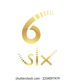 Golden Symbol for Number 6 on a White Background - Icon 7