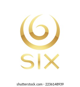 Golden Symbol for Number 6 on a White Background - Icon 1