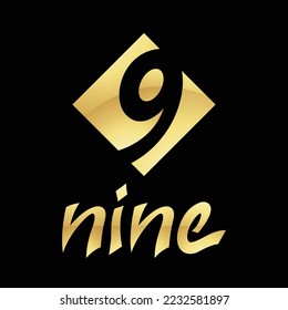 Golden Symbol for Number 9 on a Black Background - Icon 6