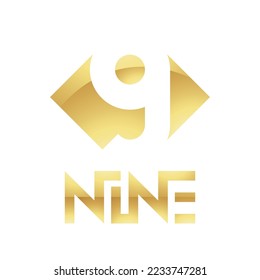 Golden Symbol for Number 9 on a White Background - Icon 1