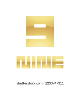 Golden Symbol for Number 9 on a White Background - Icon 9