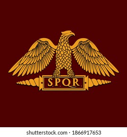Símbolo dorado de la ilustración vectorial del águila romana
