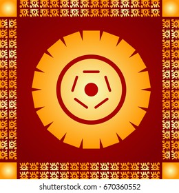 Golden symbolic vector ornaments of American native Indians, Aztec and Maya