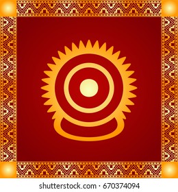 Golden symbolic vector ornaments of American native Indians, Aztec and Maya