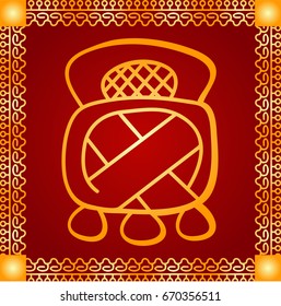 Golden symbolic vector ornaments of native American Indians, Aztec and Maya