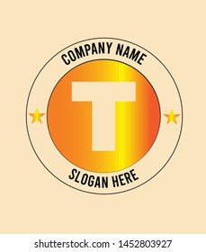 Golden T logo design vector