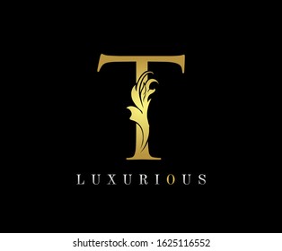 Golden T Luxury Logo Icon, Elegant T Letter Logo Design.