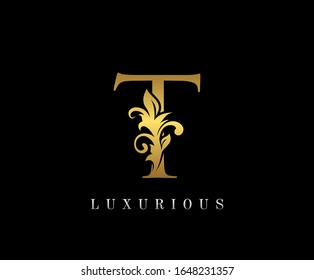 Golden T Luxury Logo Icon, Elegant T Letter Logo Design.