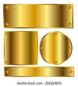 Golden tablets of different forms on a white background vector