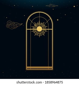 The Golden Tall Window. Golden Boho Style