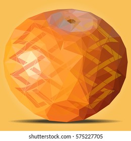 Golden tangerine or orange from triangles decorated with the Celtic pattern. Vector illustration EPS10