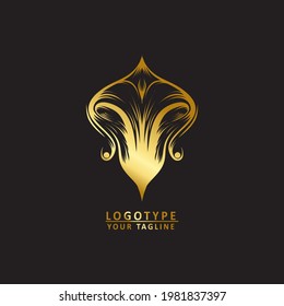 Golden taper logo with black background