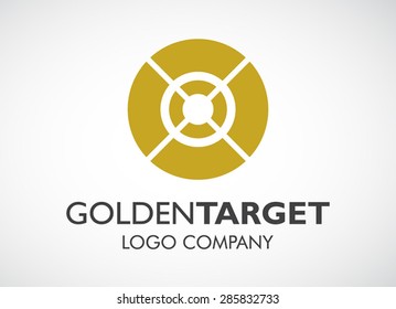 Golden target round loop logo element symbol shape icon design vector for elegant company identity