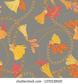 Golden Tassels Seamless Vector Pattern