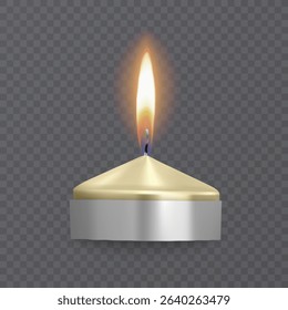 Golden Tea Light Candle with Realistic Flame