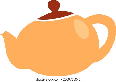 Golden teapot, illustration, vector on a white background.