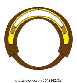 Golden tech icon. Circular progress ring. Futuristic hud shape. Vector interface element.