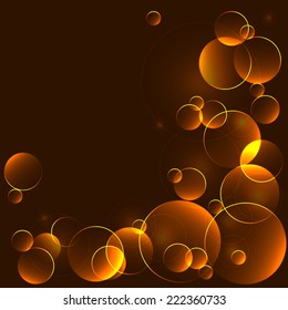 Golden template or background with bokeh circles