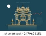 The Golden Temple - Amritsar - Happy Guru Nanak Jayanti - Stock Illustration as EPS 10 File