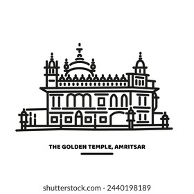 Golden Temple Amritsar vector graphic illustration