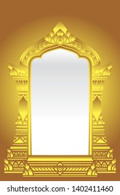 Golden Temple arch Traditional or vintage design for frame and border, decorative, invitation card, sign printing