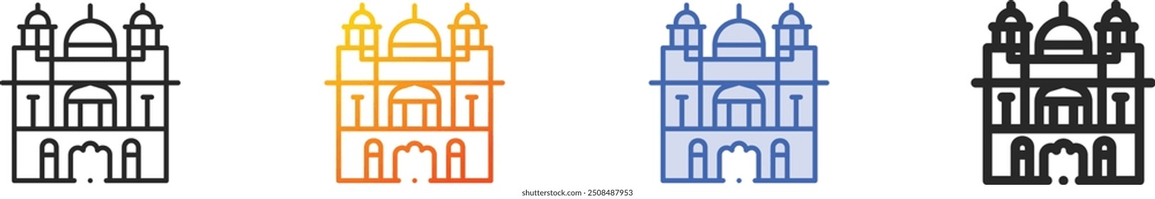 golden temple icon.Thin Linear, Gradient, Blue Stroke and bold Style Design Isolated On White Background