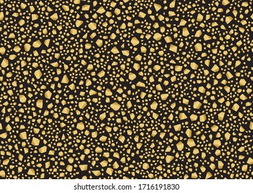 Golden terrazzo seamless pattern in trendy style. Abstrct vector texture.