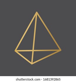golden tetrahedron icon- vector illustration