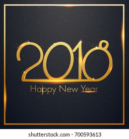 Texto dorado 2018 sobre fondo gris. Feliz Año Nuevo.