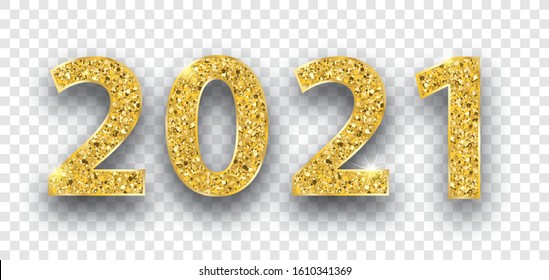 Golden text 2021 on the checked background.  Eps 10 vector file.